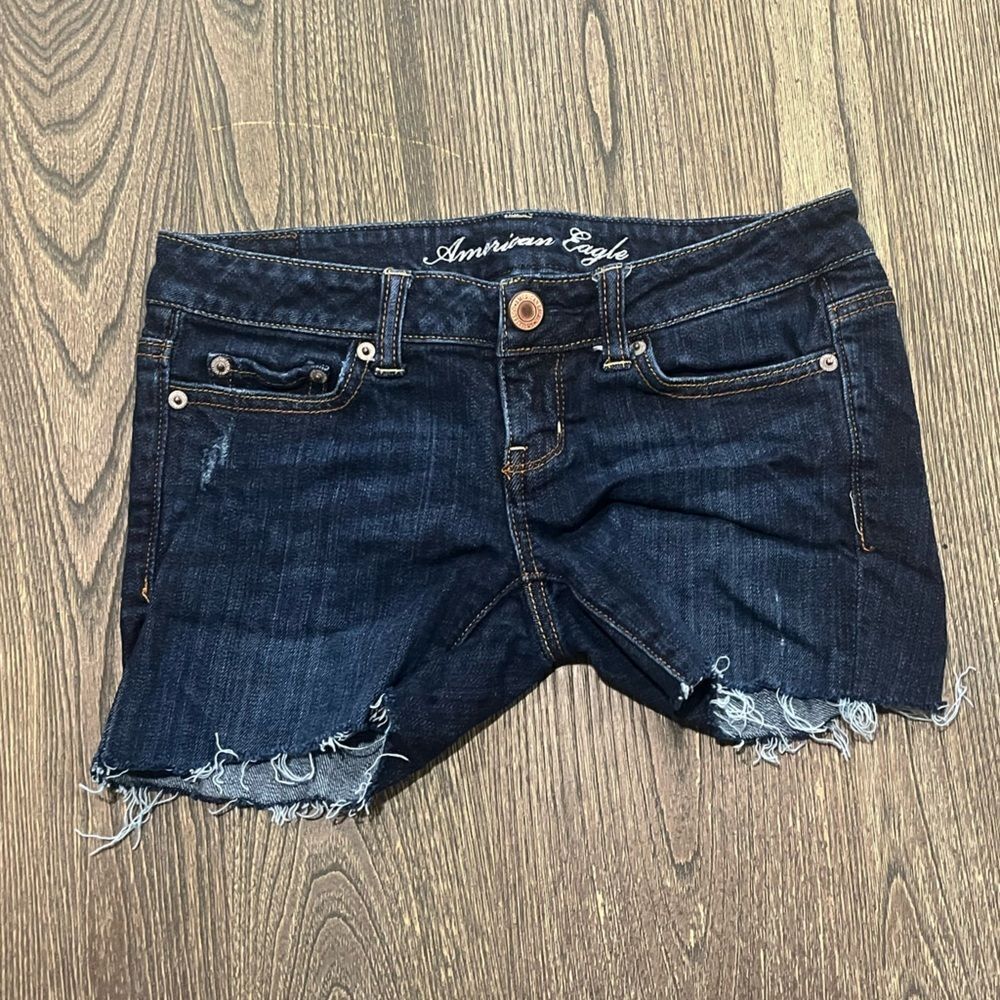 American Eagle Womens 'Live Your Life' Shorts Raw Hem Denim Stretch Blue Size 0